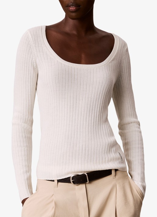 Calvin Klein Ribgebreide trui van merinowol