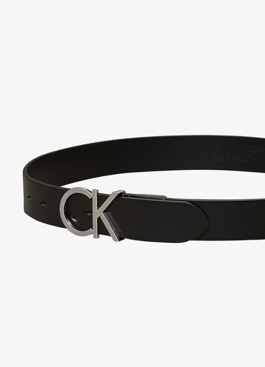 Calvin Klein Riem van leer met logo - detail 3 zwart