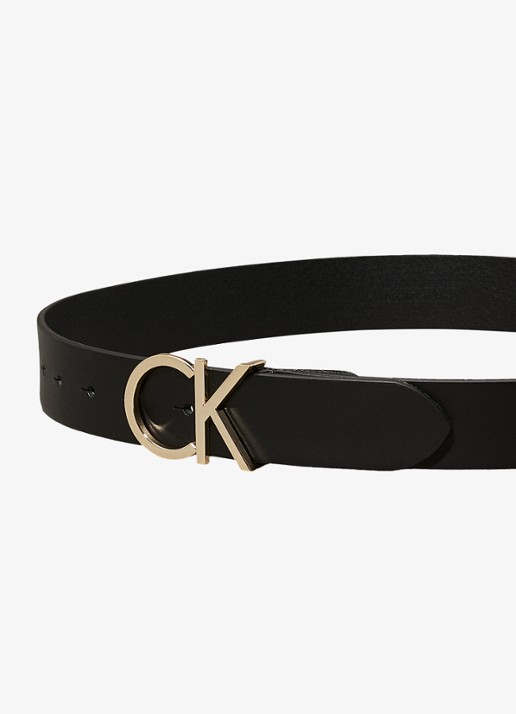 Calvin Klein Riem van leer met logo - detail 3 goud