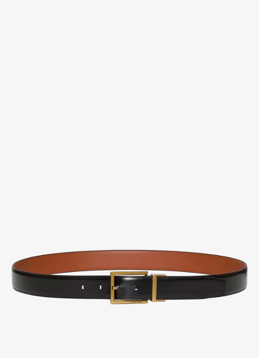 Calvin Klein Riem van leer - voorkant zwart