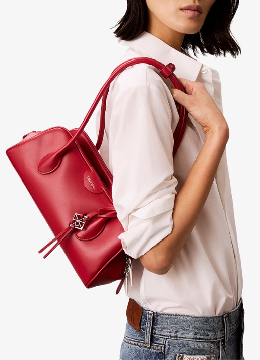 Calvin Klein Schoudertas met logo - voorkant 2 rood