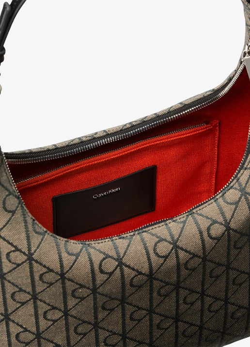 Calvin Klein Schoudertas met logoprint - detail 2 donkerbeige