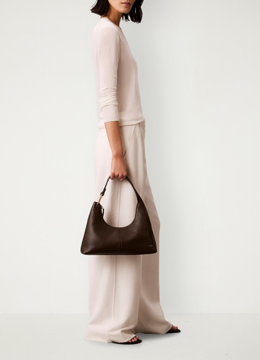 Calvin Klein Schoudertas van leer - voorkant 3 delicioso-bal /  bruin