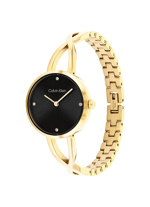 Calvin Klein Sculpted Embrace horloge CK25100059  - detail goud