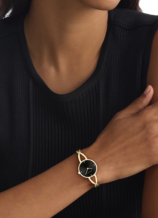 Calvin Klein Sculpted Embrace horloge CK25100059  - voorkant 4 goud
