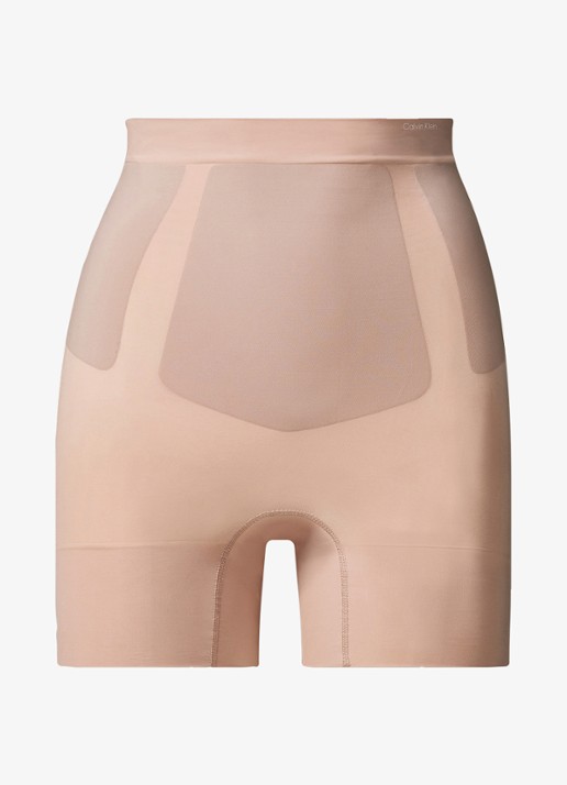 Calvin Klein Secure Sculpt high waisted corrigerende short - voorkant beige