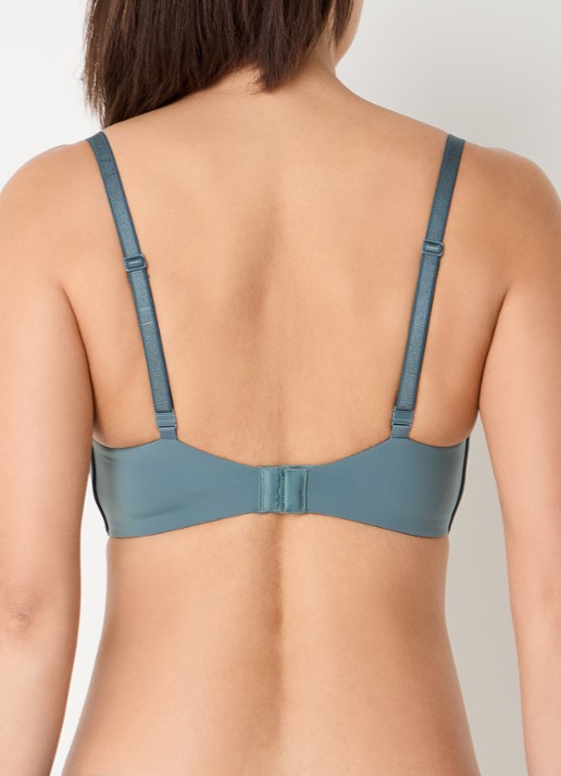 Calvin Klein Seductive Comfort beugelloze demi bh - achterkant 3 staalblauw