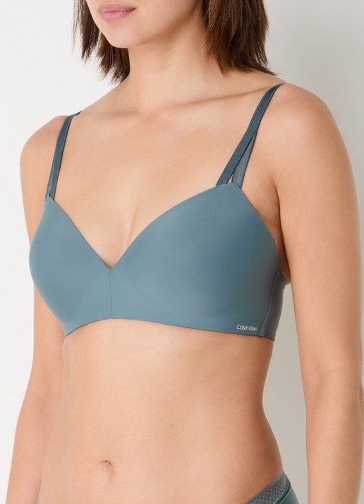 Calvin Klein Seductive Comfort beugelloze demi bh - detail 4 staalblauw