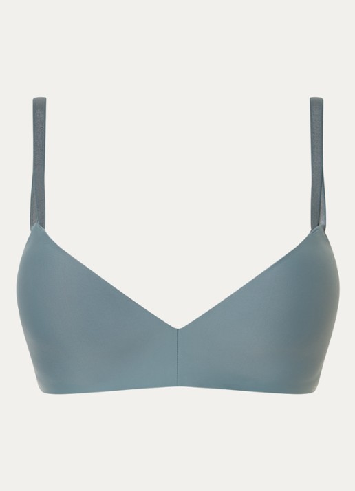 Calvin Klein Seductive Comfort beugelloze demi bh - voorkant staalblauw