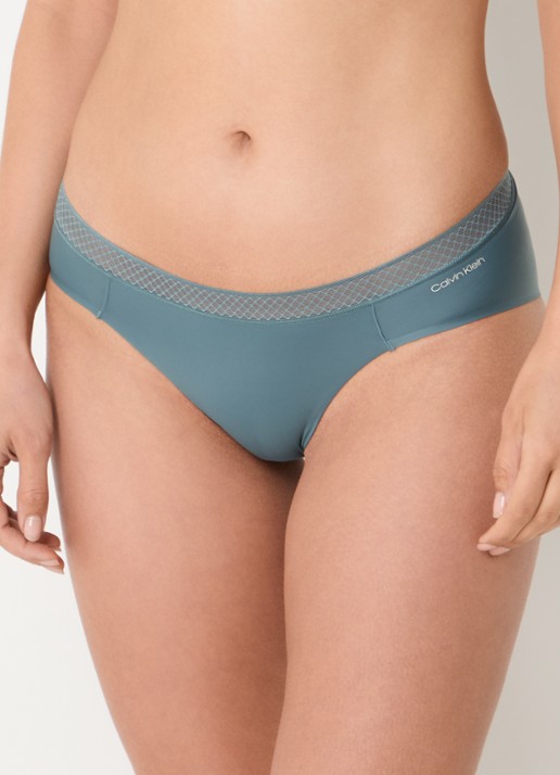 Calvin Klein Seductive Comfort slip met kant - detail 4 staalblauw