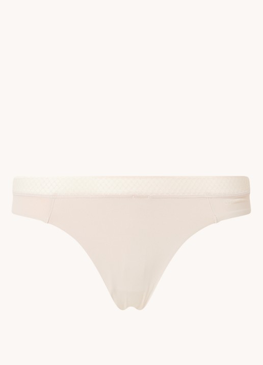 Calvin Klein Seductive Comfort string met kant - voorkant zalmroze