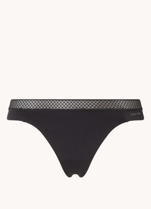 Calvin Klein Seductive Comfort string met kant - voorkant 3 zwart
