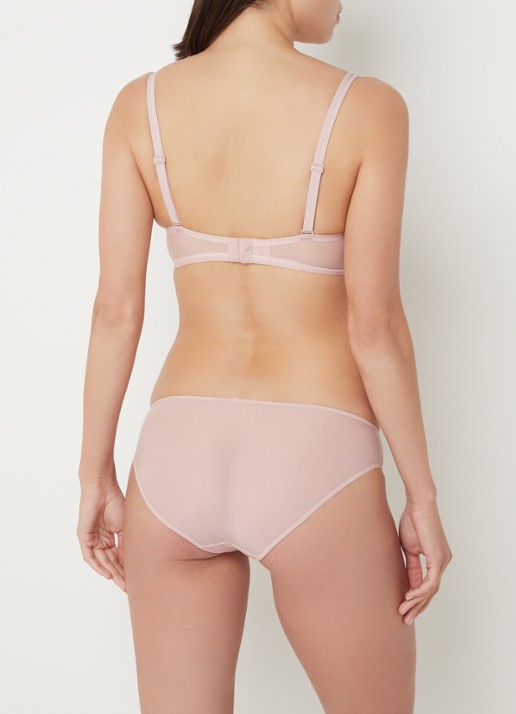 Calvin Klein Sheer Marquisette plunge push-up bh - achterkant lichtroze