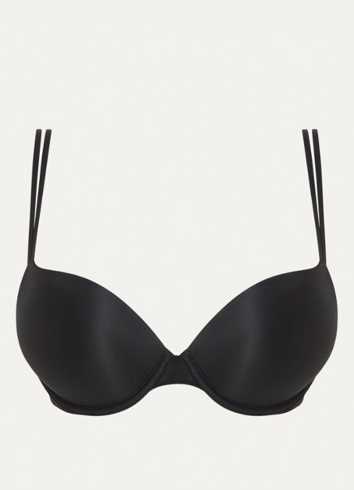 Calvin Klein Sheer Marquisette plunge push-up bh - voorkant zwart