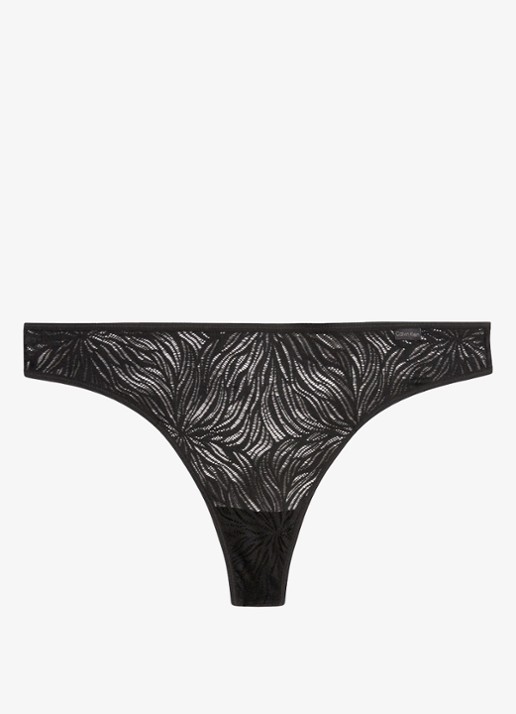 Calvin Klein Sheer Marquisette string van kant - voorkant 4 black / zwart