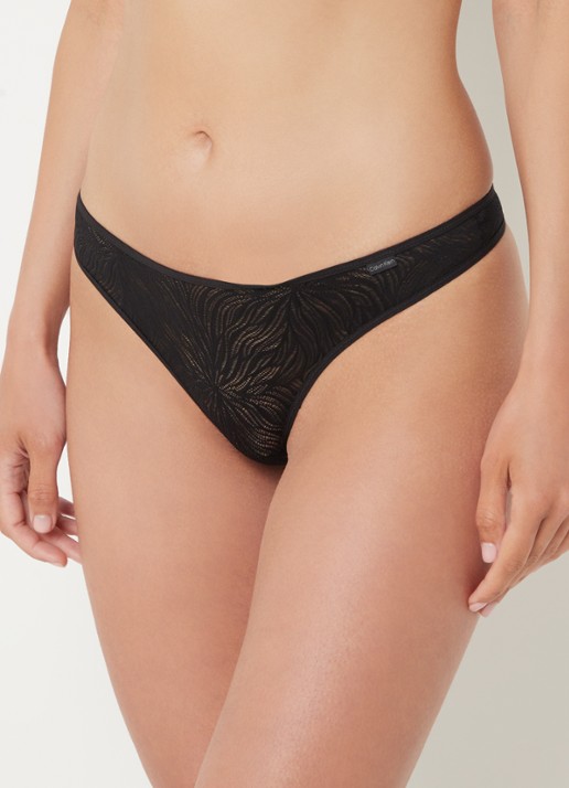 Calvin Klein Sheer Marquisette string van kant - detail black / zwart