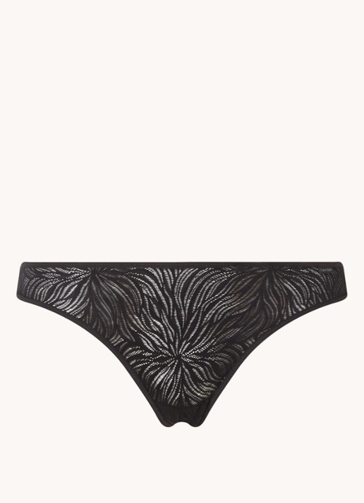 Calvin Klein Sheer Marquisette string van kant - voorkant 6 black / zwart