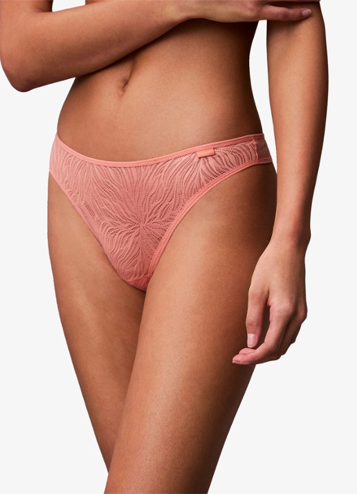 Calvin Klein Sheer Marquisette string van kant - detail 2 tawny orange / oranje
