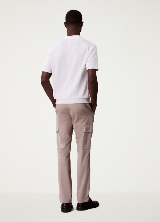 Calvin Klein Slim fit cargobroek met klepzakken - achterkant 6 khaki