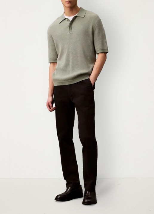 Calvin Klein Slim fit chino met logo - voorkant 2 zwart