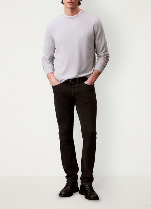 Calvin Klein Slim fit jeans met steekzakken - voorkant 2 donkergrijs