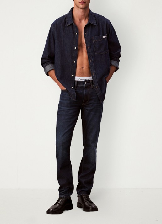 Calvin Klein Slim fit jeans met steekzakken - voorkant 2 indigo