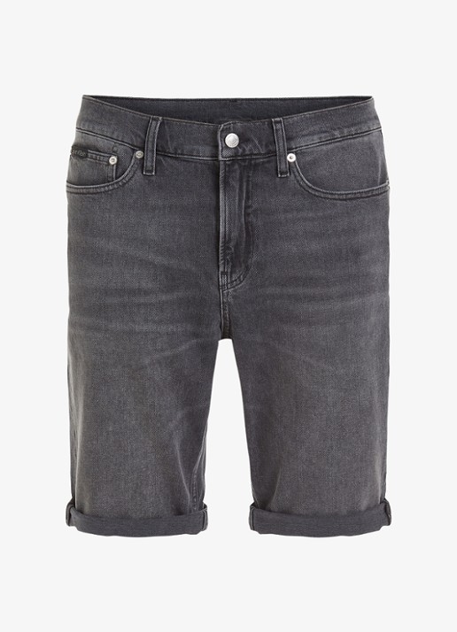 Calvin Klein Slim fit korte broek van denim met gekleurde wassing - voorkant 2 antraciet