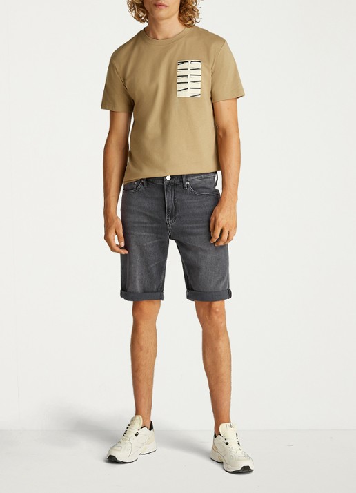 Calvin Klein Slim fit korte broek van denim met gekleurde wassing - voorkant 3 antraciet