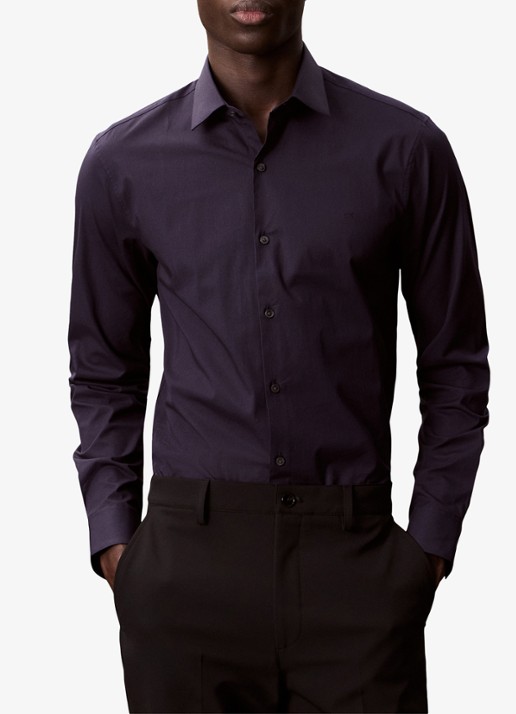 Calvin Klein Slim fit overhemd met dubbele manchet - detail 3 donkerblauw