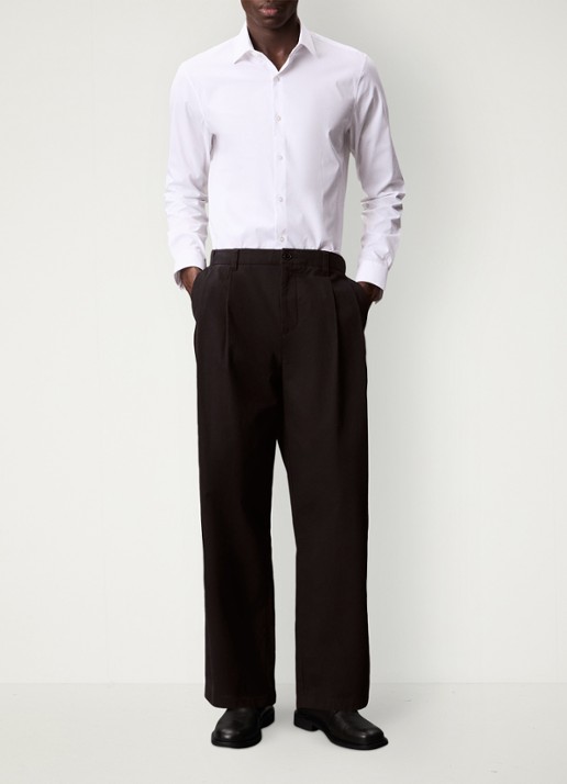 Calvin Klein Slim fit overhemd met dubbele manchet - voorkant 5 wit