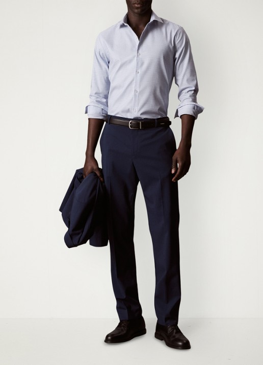 Calvin Klein Slim fit overhemd met ruit dessin - voorkant 6 bijou blue-7ku /  lichtblauw