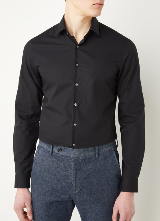 Calvin Klein Slim fit overhemd met stretch - detail 2 zwart