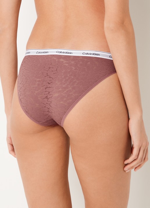 Calvin Klein Slip van mesh met panterprint - achterkant 4 donkerroze