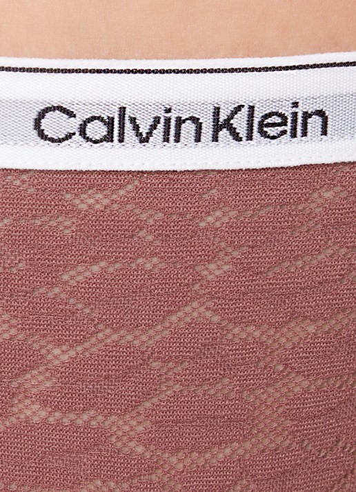 Calvin Klein Slip van mesh met panterprint - detail 3 donkerroze