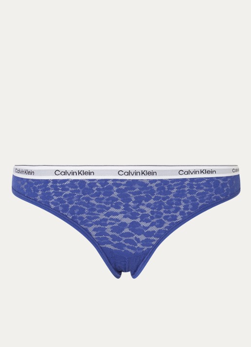 Calvin Klein Slip van mesh met panterprint - voorkant kobaltblauw
