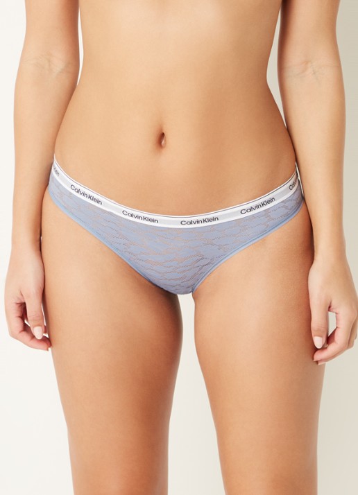 Calvin Klein Slip van mesh met panterprint - detail 2 staalblauw