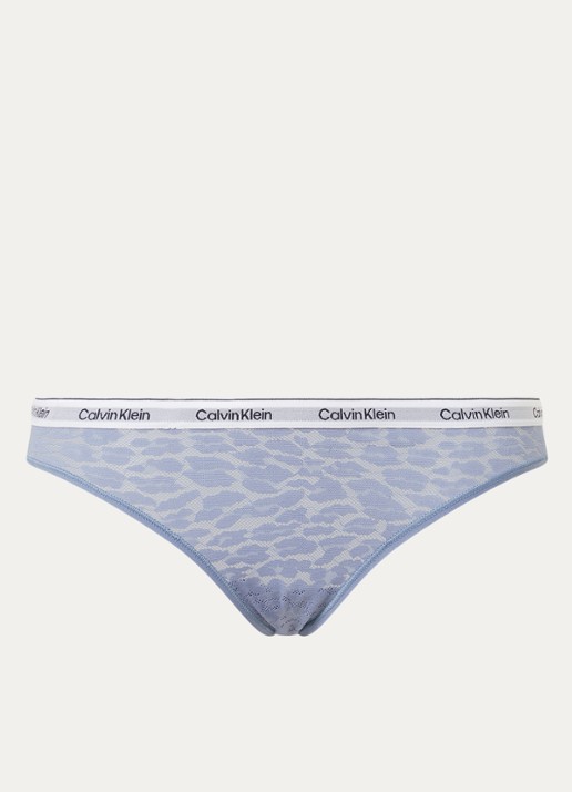 Calvin Klein Slip van mesh met panterprint - voorkant staalblauw