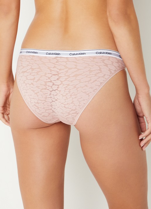 Calvin Klein Slip van mesh met panterprint - achterkant 4 oudroze