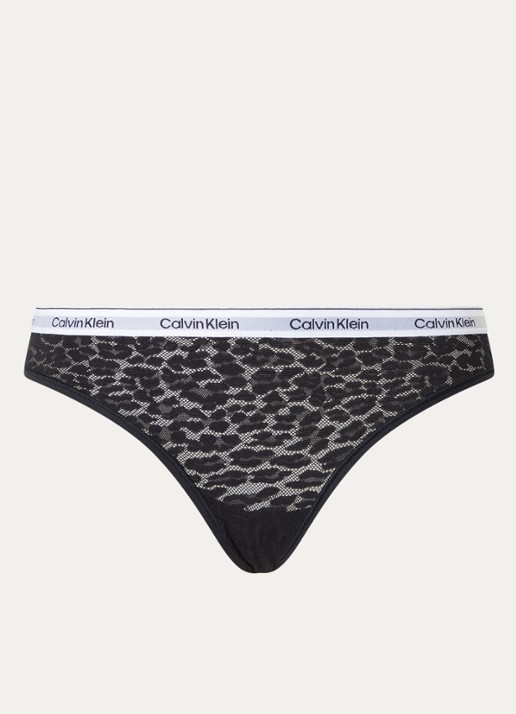 Calvin Klein Slip van mesh met panterprint - voorkant 2 zwart