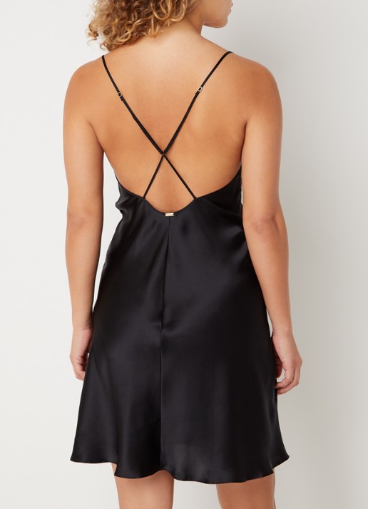 Calvin Klein Slipdress van zijde met kant - achterkant 4 black-ub1