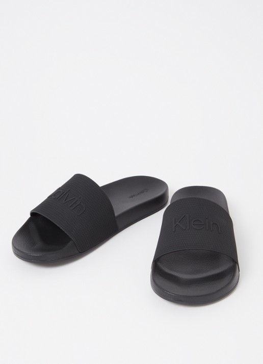 Calvin Klein Slipper met logo - detail zwart