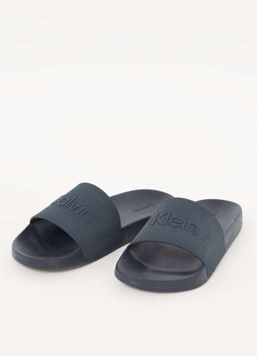 Calvin Klein Slipper met logo - detail 2 petrol