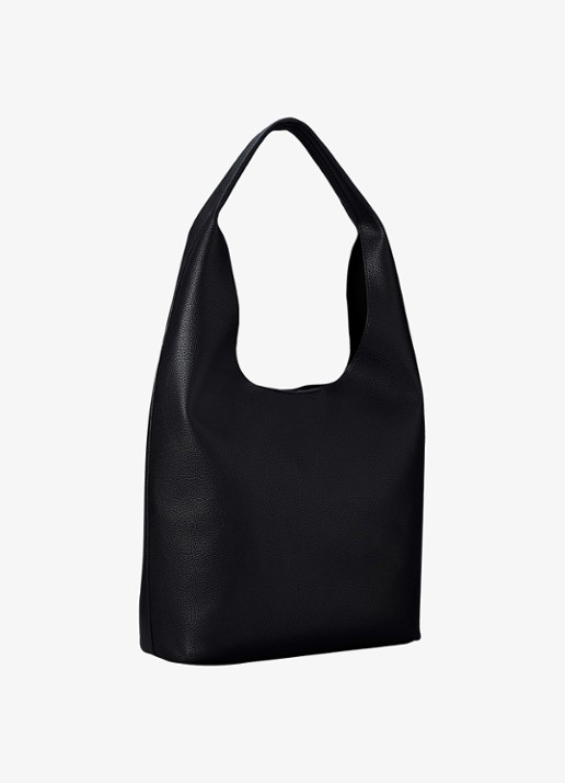 Calvin Klein Slouchy Medium schoudertas met structuur en logo  - achterkant 3 zwart