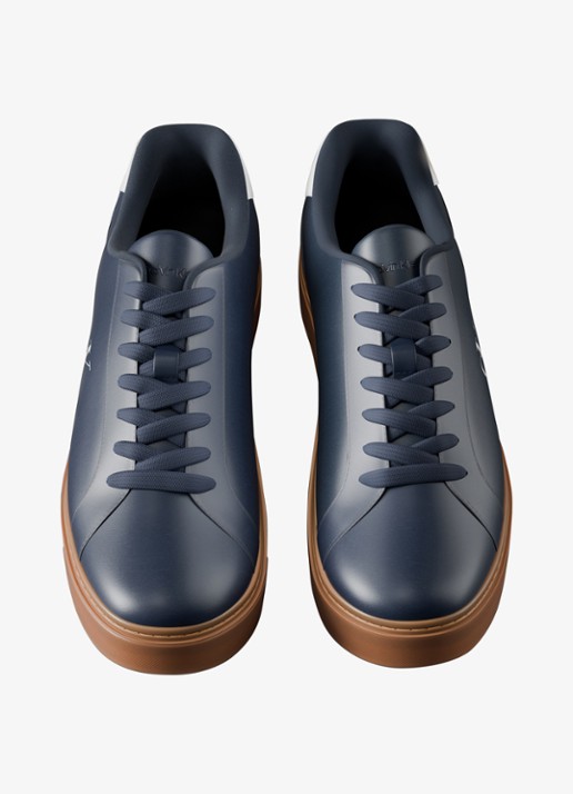 Calvin Klein Sneaker van leer met logo - detail 4 calvin navy/off white/gum-0zv / blauw