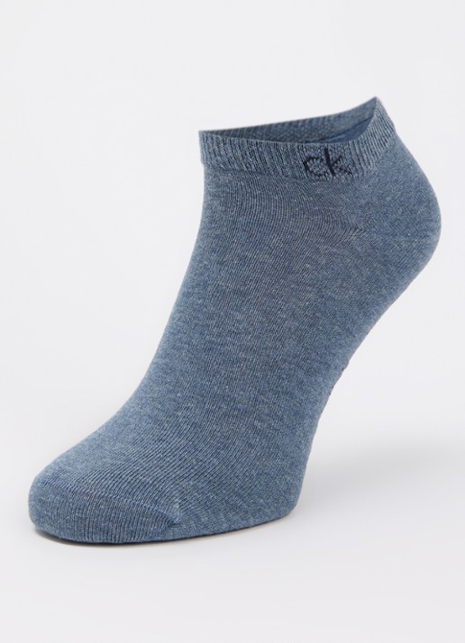 Calvin Klein Sneakersokken met logo in 3-pack - detail donkerblauw