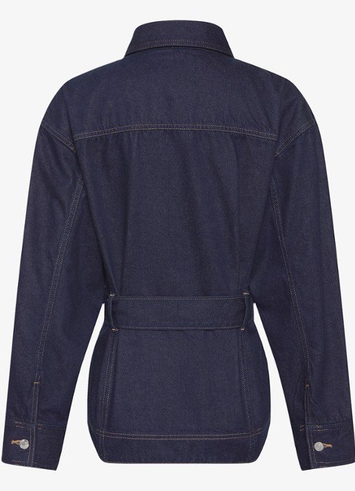 Calvin Klein Spijkerjas met strikceintuur - achterkant donkerblauw