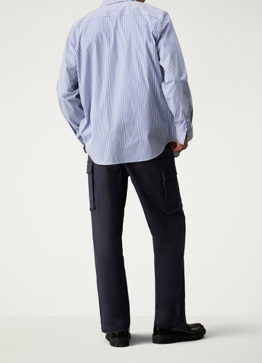Calvin Klein Straight fit cargobroek met steekzakken - achterkant 5 donkerblauw