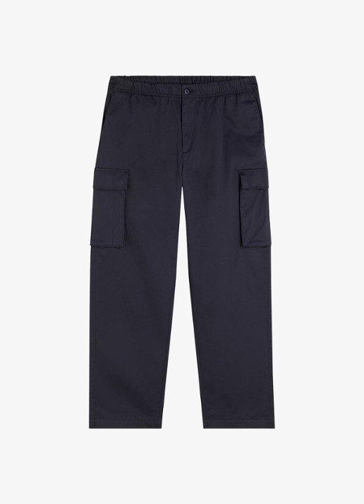 Calvin Klein Straight fit cargobroek met steekzakken - voorkant 3 donkerblauw