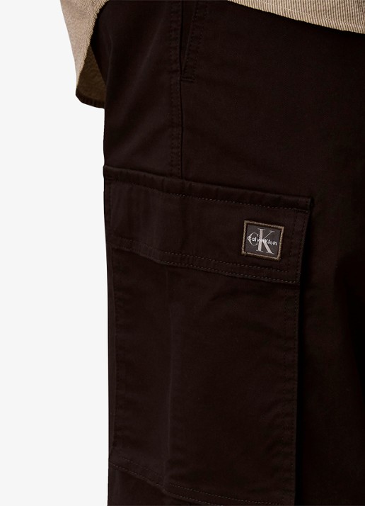 Calvin Klein Straight fit cargobroek met steekzakken - detail zwart