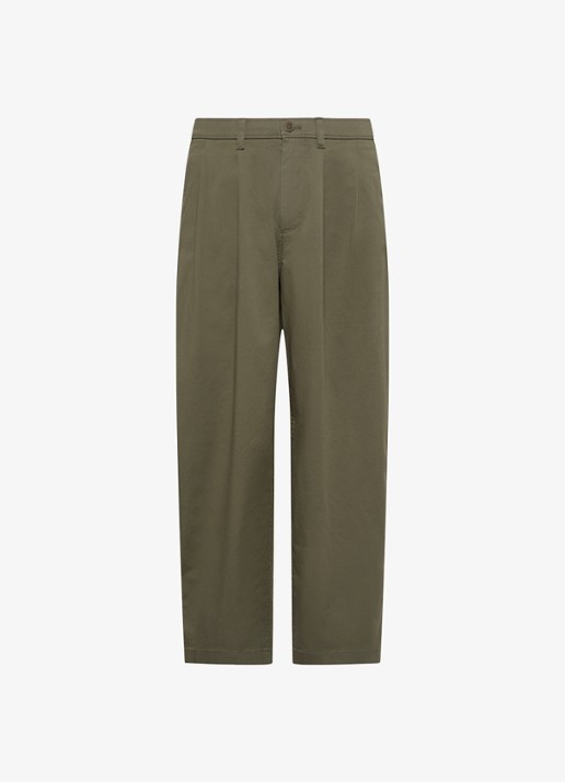 Calvin Klein Straight fit chino met plooien - voorkant 5 olijfgroen